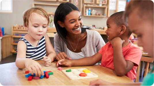 Educator with students