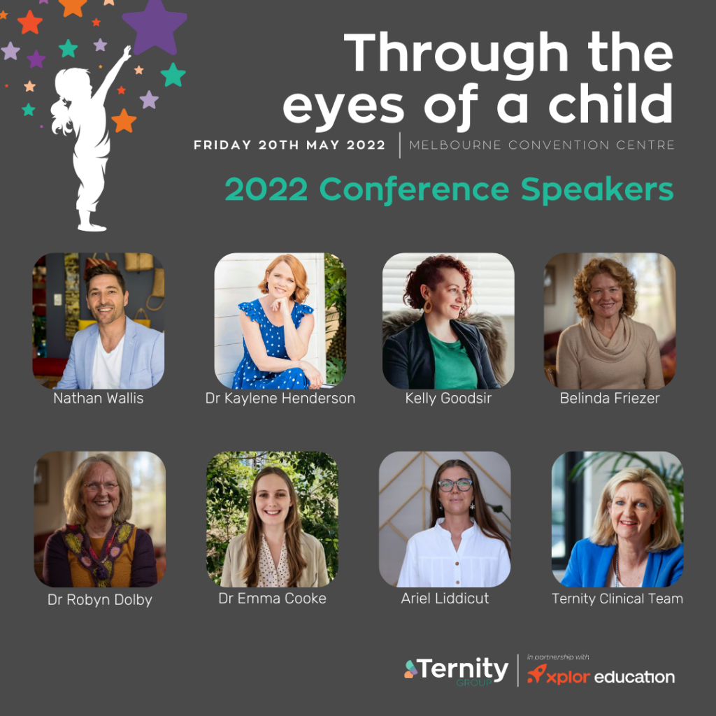 An image showing the keynote speakers for the Ternity 2022 Conference, including Nathan Wallis, Dr Kaylene Henderson, Kelly Goodsir, Belinda Friezer, Dr Robyn Dolby, Dr Emma Cooke, Ariel Liddicut and the Ternity Clinical Team