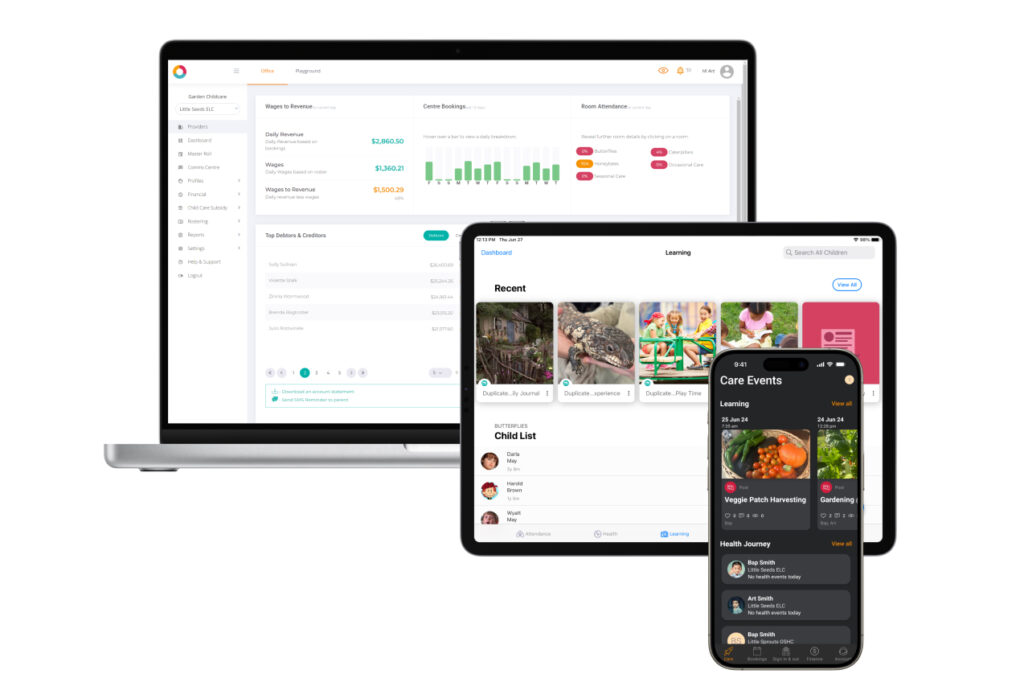 A UI image showing how the Playground educator can easily share updates with family members via the Posts function.